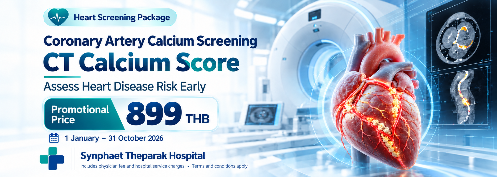 CT Calcium Score for Coronary Artery Calcium Detection – THB 899 at Synphaet Theparak Hospital